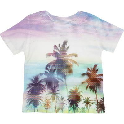 Mini boys turquoise palm print t-shirt
